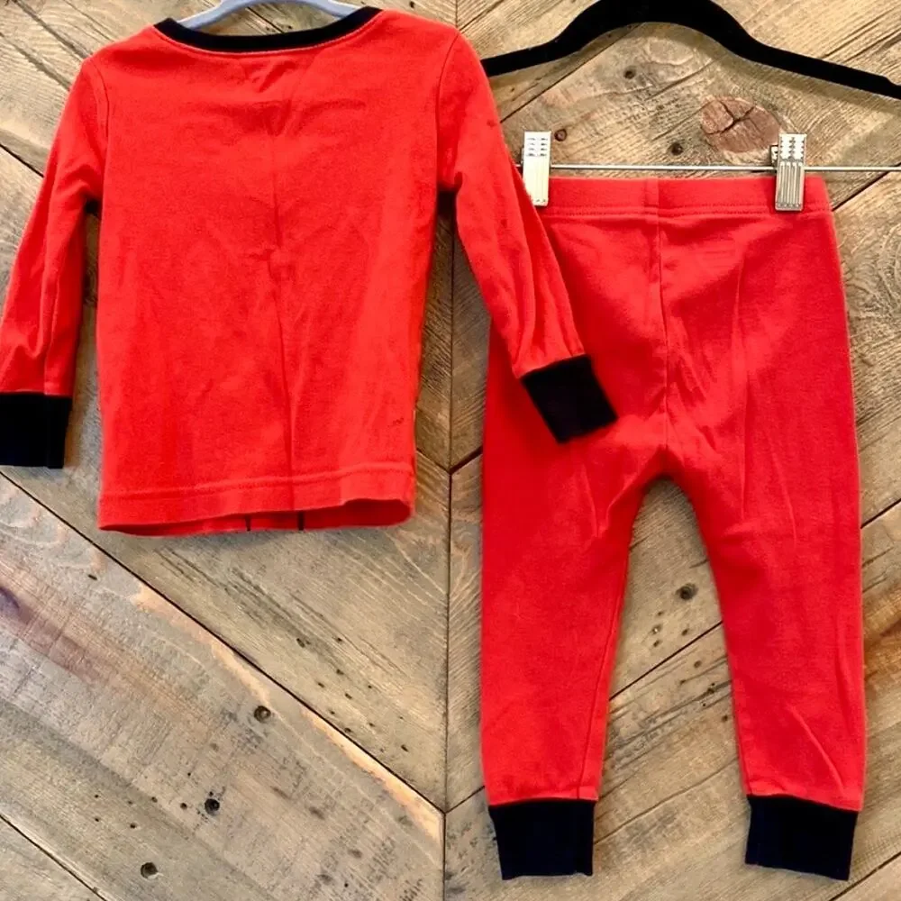 NEW OLD NAVY Unisex Red Yellow Firefighter Costume Pant Top Pajama PJ Set 18-24M